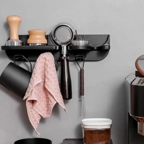 Soporte de pared para portafiltros de café espresso en negro ABS de 32cm para cafeteras de 54mm 4
