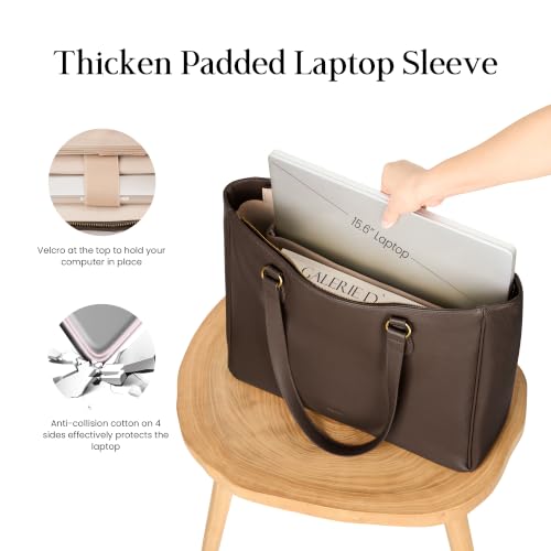 Image of befen Genuine Leather Work Tote Bag for Women Leather Purse Handbags