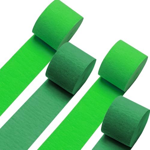 Image of Green Crepe Paper Streamers 4Rolls 328ft,Crepe Paper Streamers for Party Decorations Wedding Decorations, Birthday Decorations, Baby Shower Christmas Annivesary Decors DIY (1.8 Inch x 82 Ft /Roll)