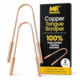 MeeRoh Pure Copper Tongue Scraper (2 Pack) | Ayurvedic U-Shaped Metal Tongue Cleaner & Scrubber for Bad Breath | Professional Oral Hygiene Tool for Adults & Kids