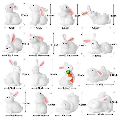 16 Pieces Miniature Bunny Figurine Toy Resin Mini Rabbit For Easter Cake Decorations Birthday Cupcake Toppers Small Animal Figurine Playset Fairy Garden Ornaments For Easter Christmas Holiday #TOP3