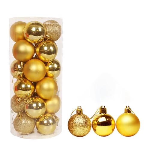 Hanwin Weihnachtskugeln, Kunststoff, Mini, Klein, 24 Stück, Gold,...
