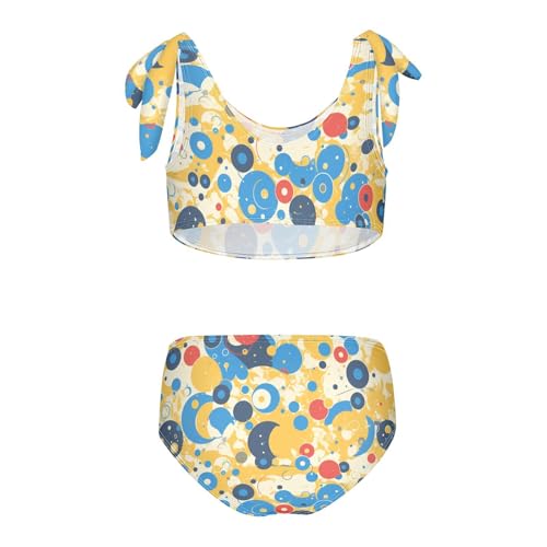 Abstract Texture Colorful Circles Girls Two Piece Kids Bikini Set Beach Bathing Suit Swimwear Cute Shoulder Strap2