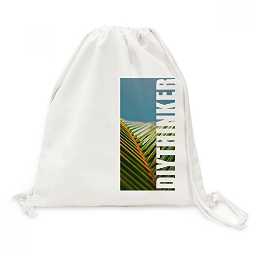 Sac à dos en toile bleu ciel à motif végétal avec fermeture par cordon souple