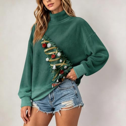 Christmas Sweatshirts for Women Casual Funny Oversized Long Sleeve Pullover - image 3