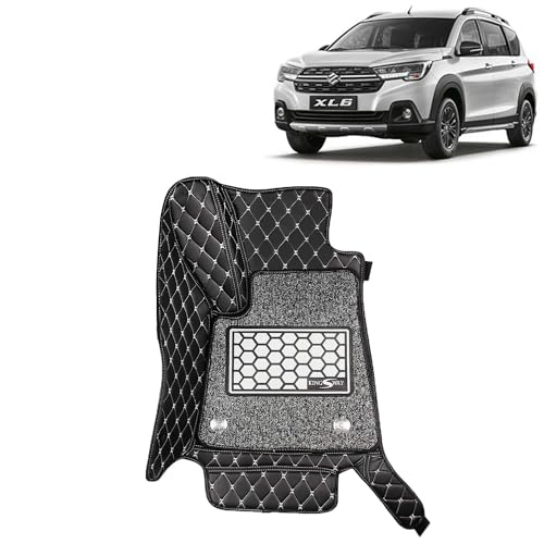 Image of KINGSWAY Accessories Premium 7D Car Floor Mats Only Compatible with Maruti Suzuki XL6 Year 2019 to 2022 All Model, Set of 4 Pcs, 100% Waterproof & Washable Luxury 7D Car Foot Mats, Black
