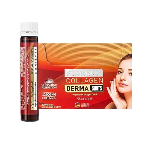 Sunshine Nutrition Platinum Collagen Derma Shot (20 Bottles X 25 Ml Each) | Premium Collagen Drink For Skin Care | Strawberry Flavor