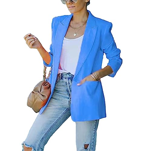 Women's Casual Slim Blazer Jackets Long Sleeve Lapel Button Work Office Open Front Professional Top Suit Jacket