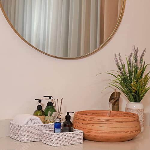 Wicker Storage Basket For Shelves Dvd Storage Box Organizer Set 3 Living Room Accessories And Decor Small Pantry Organization Rattan Storage Baskets Closet Bins (Combo Set 3, White Wash) #TOP5