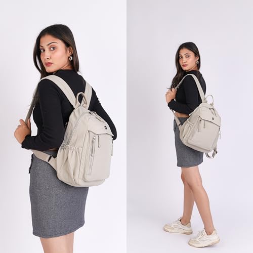 Image of Women Backpack for College, Office, Travel, Daily Use, Outdoor, Lightweight Water Resistant Nylon Stylish Daypack Bag with Multiple Pockets, Adjustable Straps, Durable Zipper