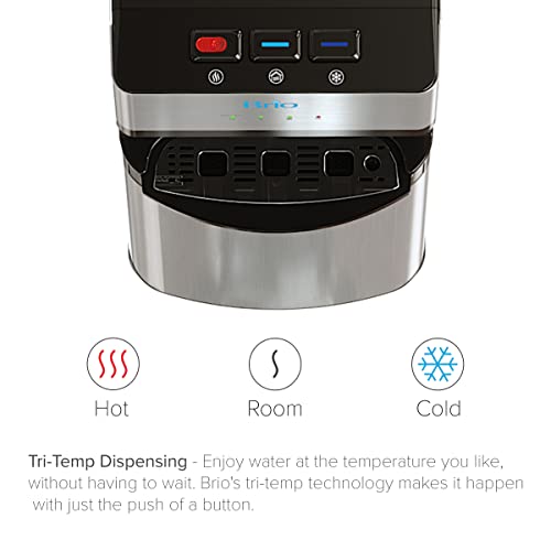 Image of Brio 520 UV Self-Cleaning Bottleless Water Cooler Dispenser, UL Certified | Built-in 2 Stage Filtration (2 Free Replacement Filters Included) Reduces PFAS & Microplastics | 3 Temp (Hot Cold, Room)