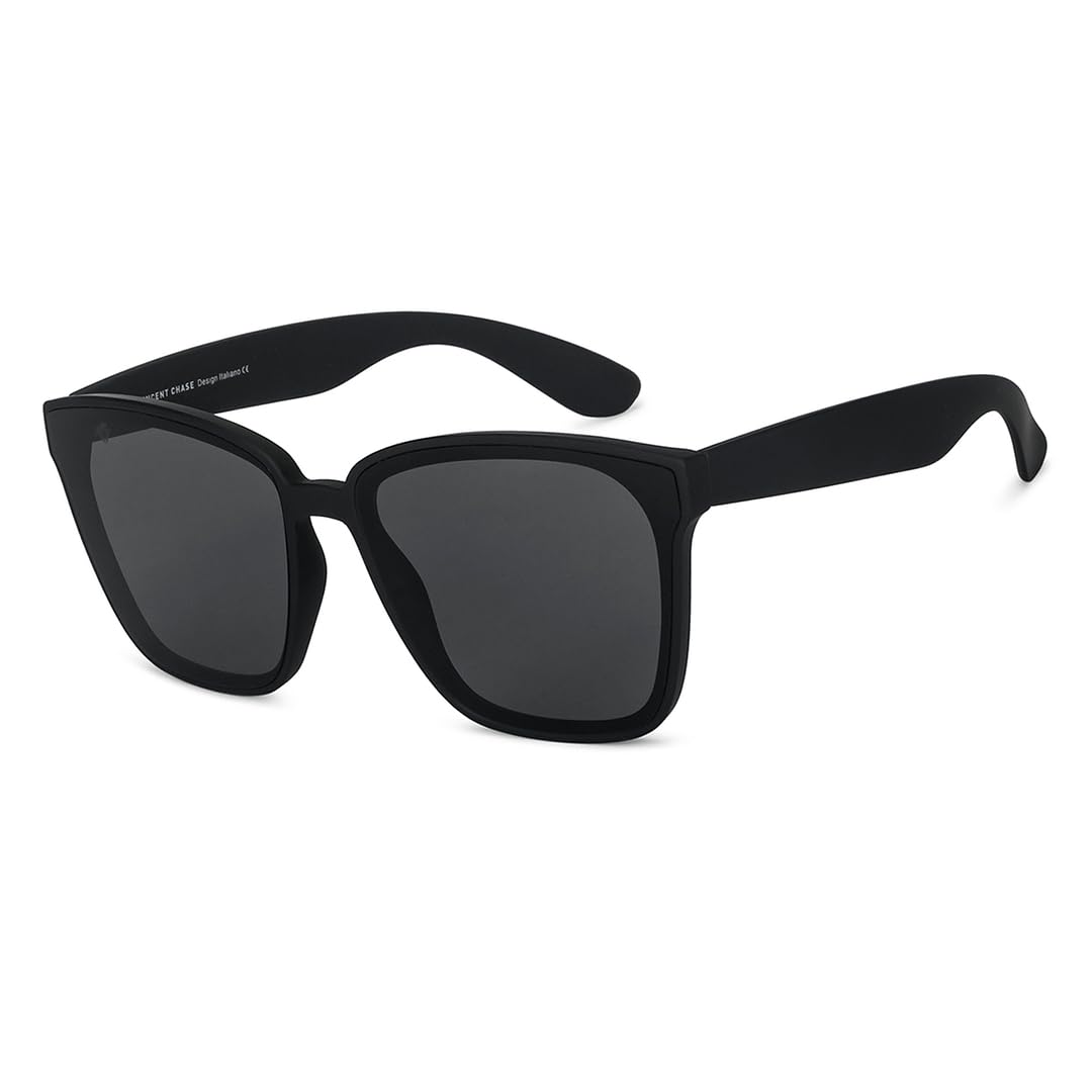 VINCENT CHASE EYEWEAR By Lenskart | Black Grey Full Rim Square | HAVANA | Branded Latest and Stylish Sunglasses | 100% UV Protected (UV400) | Men & Women | Large | VC S14526