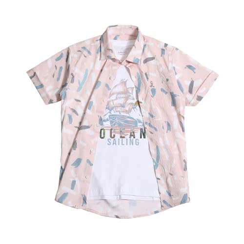 Image of CAVIO Boys Printed Shirt and T-Shirt Regular Fit Casual Half Sleeve