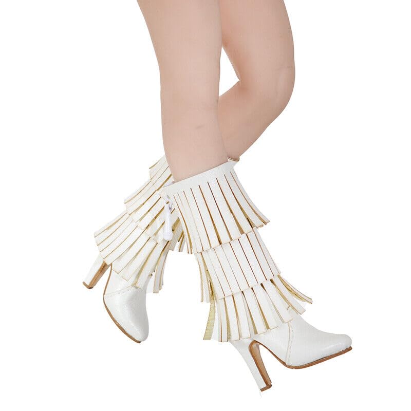 ximitoy 1/6 Scale Soldier Female High-Heeled Tassels Boots Model for 12