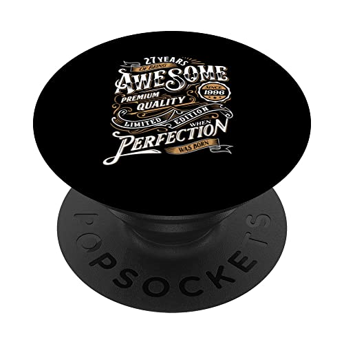 Texto En Inglés 27 Years Awesome Since 1996 27 Cumpleaños PopSockets PopGrip Intercambiable