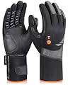 Luckcolor Heated Gloves for Men Women, Rechargeable Waterproof Heated Work Gloves with Arthritis Raynaud's Relief for Ski Golf Hiking Driving (Black+Orange, Large)