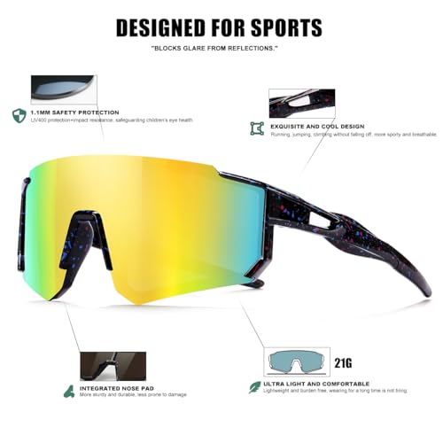 Image of SEKKAF Kids Sunglasses Youth Baseball Sunglasses for Boys Girls Softball Sports Sun Glasses UV Protection