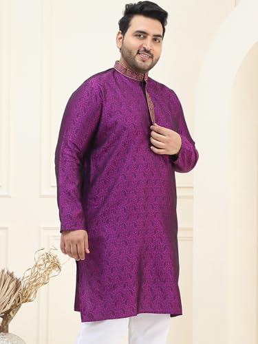 Image of SOJANYA Plus(Since 1958), Men's Silk Blend Self Design ONLY Long Kurta