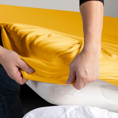 DecoKing Spannbettlaken 140x200 160x200 cm 100% gekämmte Baumwolle Amber – Ansicht 4