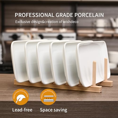 Rectangle Plates Set of 6, Small Serving Platters L23 cm x W12 cm, White Ceramic Dinner Plates 9 inch, Serving Dishes for Starter, Dessert, Salad, Sushi, Cake - Image 6