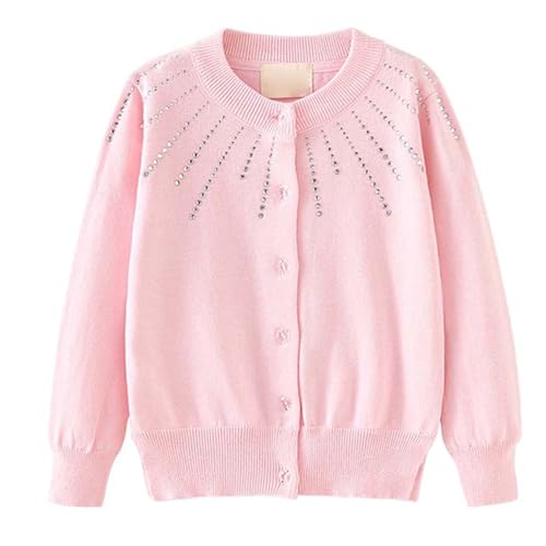 Girls Knit Cardigan Sweater Crewneck Button Front Outerwear Kids Comfortable Long Sleeve Cardigan