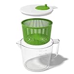 Cooler Kitchen Single Serve Small Salad Spinner - Mini Prep Lettuce Spinner and Dryer with Measuring Cup - Colander with Fruit and Vegetable Washing Basket Bowl - Fruit and Vegetable Washer