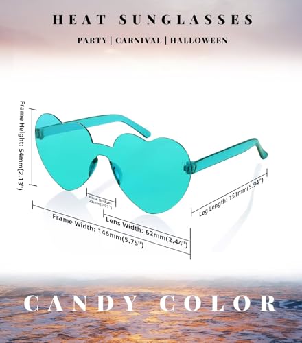 Rimless Heart Shaped Sunglasses Cute Glasses Disco One Piece Transparent Trendy Love Glasses B28264