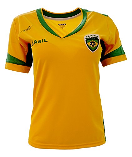 ARZA Brazil Slim Women Soccer Jersey Yellow (US, Alpha, Medium, Regular, Regular, Yellow)