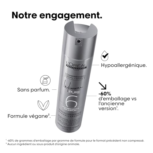 'Oréal Professionnel Laque Infinium Pure Spray Fixation Souple & Diffusion Ultra Fine Brillance & Toucher Naturel Formulation Légère & Hypoallergénique Sans Parfum 300 ml - vue 7