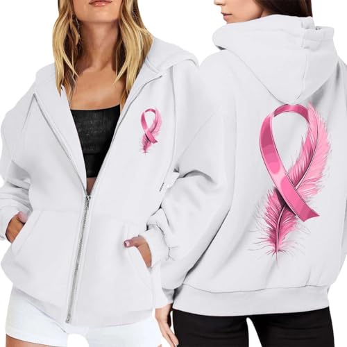 Sweat à Capuche Femme Confort Sport Octobre Rose pour Vos Sorties et Randonnées