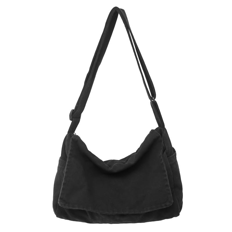 Canvas Messenger Bag Large Messenger Bags for Women Men Casual Canvas Crossbody Shoulder Bag with Multiple Pockets