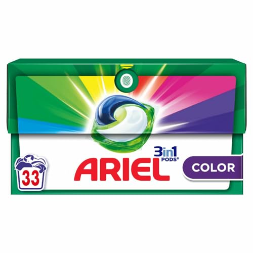 Ariel Cápsulas 3 en 1, detergente líquido en cápsulas, 33 lavados, color, disolución rápida, perfecto para ciclos fríos y cortos
