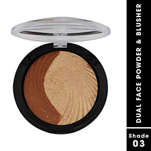 Image of FASHION COLOUR Dual Face Powder & Blusher | Easy Blend | Highly Pigmented | Natural Glow | Face Makeup Blush For Cheekbones & Highlighting | Face Blusher For All Skin Tones | Shade 03