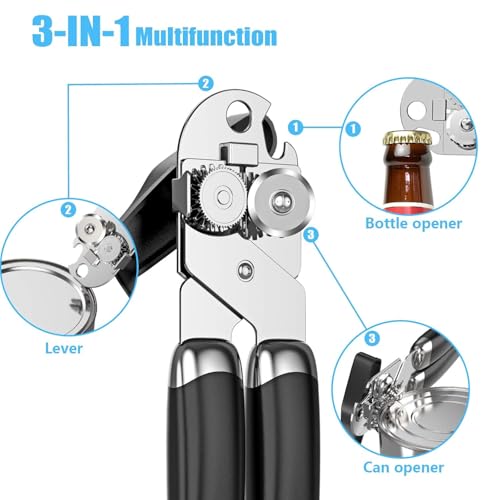 Image of Can Opener Tin Cutter Heavy Duty Stainless Steel Multipurpose Opener for Bottles, Cans and Tins for Household, Outdoor Camping