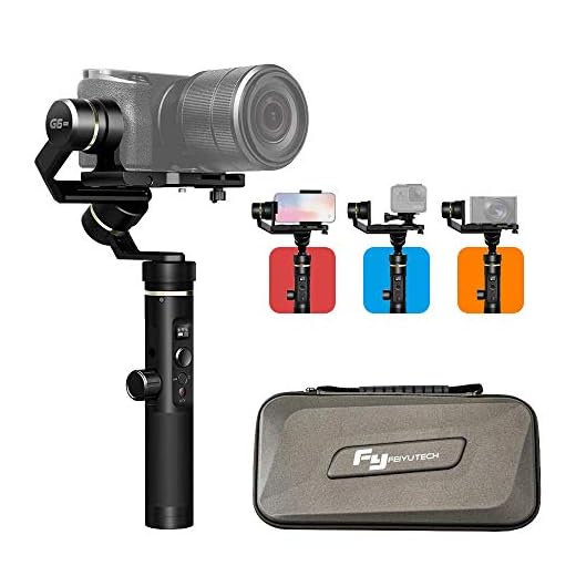 FeiyuTech G6 Plus Gimbal Stabilisateur 3 Axes Handheld Stabilisateur Jusqu'à 800g Compatible avec IPhone Smartphone, DSLR Caméra Sans Miroir et Gopro héros caméras d'action.