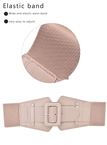 TeeYee Women Leather Dress Belt Stretchy Cinch Wide Waist Band Elastic Belt with Buckle for Ladies Jeans Pants Decoration4