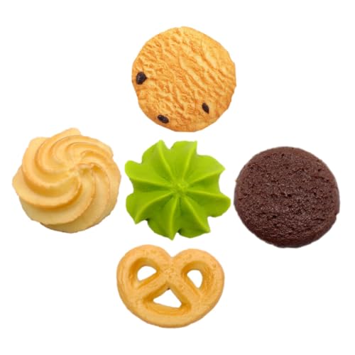 Hohopeti 5個 リアルな人工クッキーモデル点 軽量で鮮やかな装飾用フェイクビスケット キッチンや店舗 結婚式のデザートディスプレイに お子