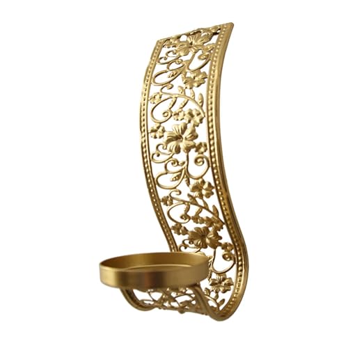 Candelabros de pared para velas aromáticas en juego de 2 piezas de metal dorado 7