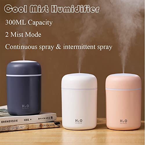 Portable Mini Humidifier, 300Ml Small Cool Mist Humidifier With Colorful Led Night Light, Usb Personal Desktop Humidifier For Car Office Home Travel, Auto Shut-Off, 2 Mist Modes, Super Quiet(Pink) #TOP3