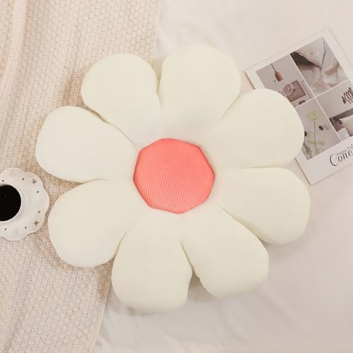 Image of Menoeceus Flower Pillow, White Flower Shaped Throw Pillow, Cute Decorative Pillow for Room, Floor Pillow, Aesthetic Pillows for Bed Couch Chair, 15.7"