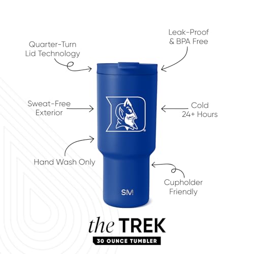 Image of Simple Modern Duke Blue Devils Tumbler with Straw | 30oz | Collegiate | Trek Officially Licensed Duke University Insulated Water Bottle, Travel Mug | Football Gift for Men, Dad, Him, Her