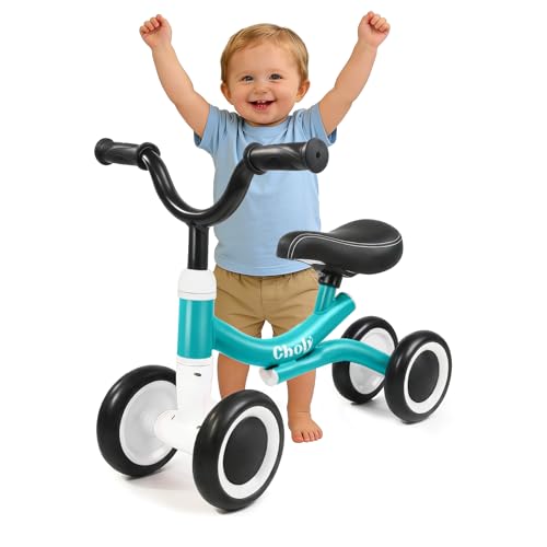 CHOLY Kinder Laufrad ab 1 Jahr, Baby Lauflernrad für 10–24 Monate, 4-Rad Kleinkind-Laufrad, Erstes Laufrad ohne Pedale für Jungen & Mädchen, Innen & Außen (Grün)