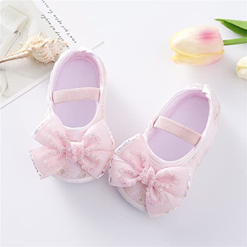 Baby Girls Mary Jane Flats Beaded Bow Princess Shoes Dress Walking Shoes and Headband for Newborn Infant Toddler4