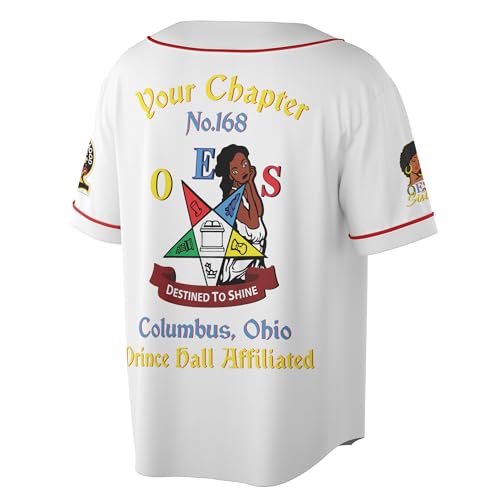 Custom Chapter Name OES Order of The Eastern Star Masonic Destined to Shine 3D Baseball Jersey S-5XL miniatura 3