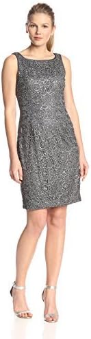 Adrianna Papell Women's Sleeveless Lace Cocktail Dress with Sequins and V Back