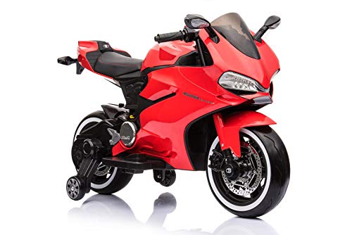 Fit Right 12V Kids Bike Ride On Toys Dirt Bike Motorcycle, Electric Mini Bike with Bluetooth, LED Wheels and Traning Wheels, Support Up to 66 lbs