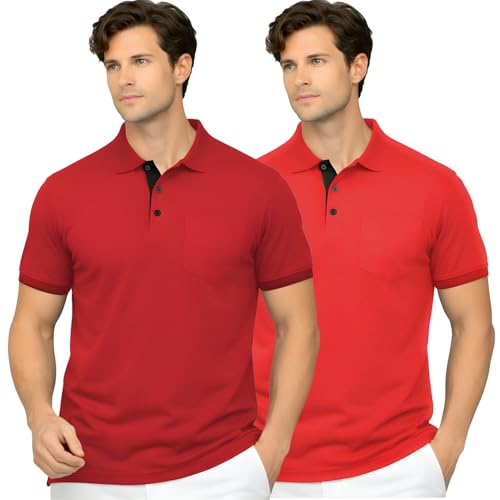 Image of Men's Premium Cotton Pique Polo T-Shirt, Classic Fit Short Sleeve Casual Summer Shirt, Soft & Breathable Fashion Polo