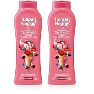 Tulipán Negro – Gel de Baño Hidratante Yogurt con Frutos Rojos 650 ml, Intensamente Perfumado (Paquete de 2)