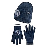 Ultra Game Youth NBA Official Super Soft Winter Beanie Knit Hat with Extra Warm Touch Screen Gloves, Minnesota Timberwolves, Team Color, 1 Size