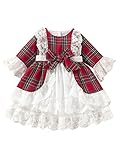 Christmas Toddler Dress Baby Girl Clothes Outfit Bowknot Plaid Party Princess Dresses for Little Girls 2T 3T 4T 5T 6T 7T (#A Red, White, 2-3 Years)